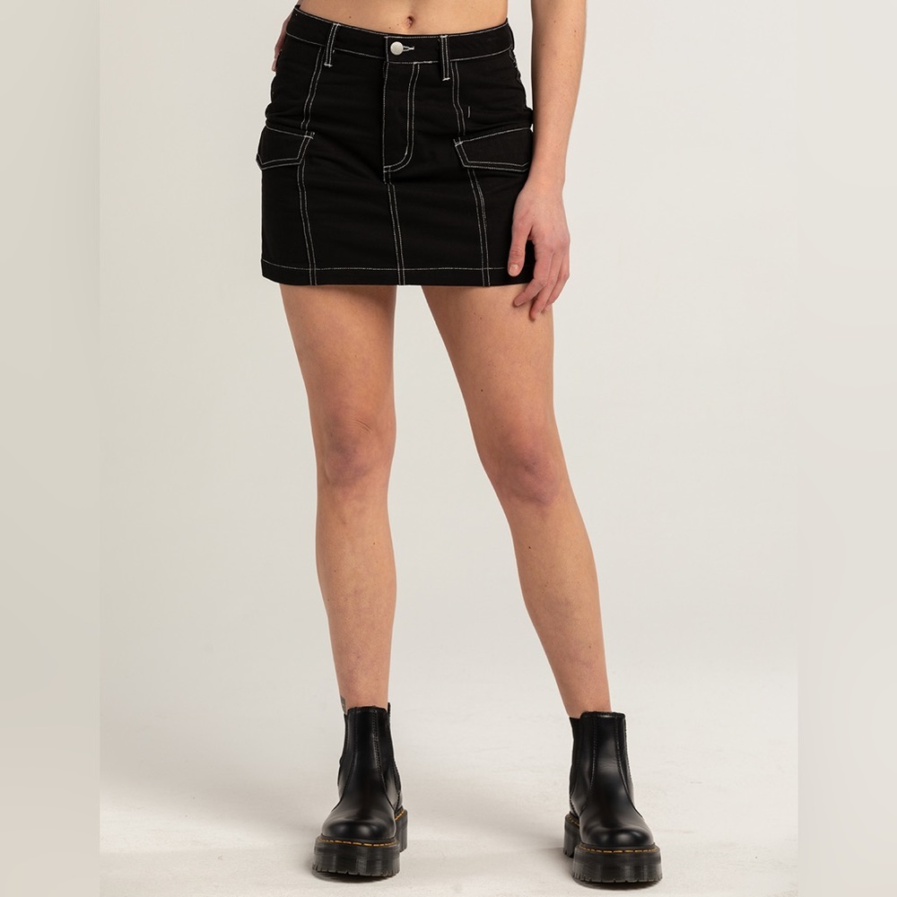 RSQ Womens Cargo Twill Black Mini Skirt NEW WITH TAGS (NWT)
